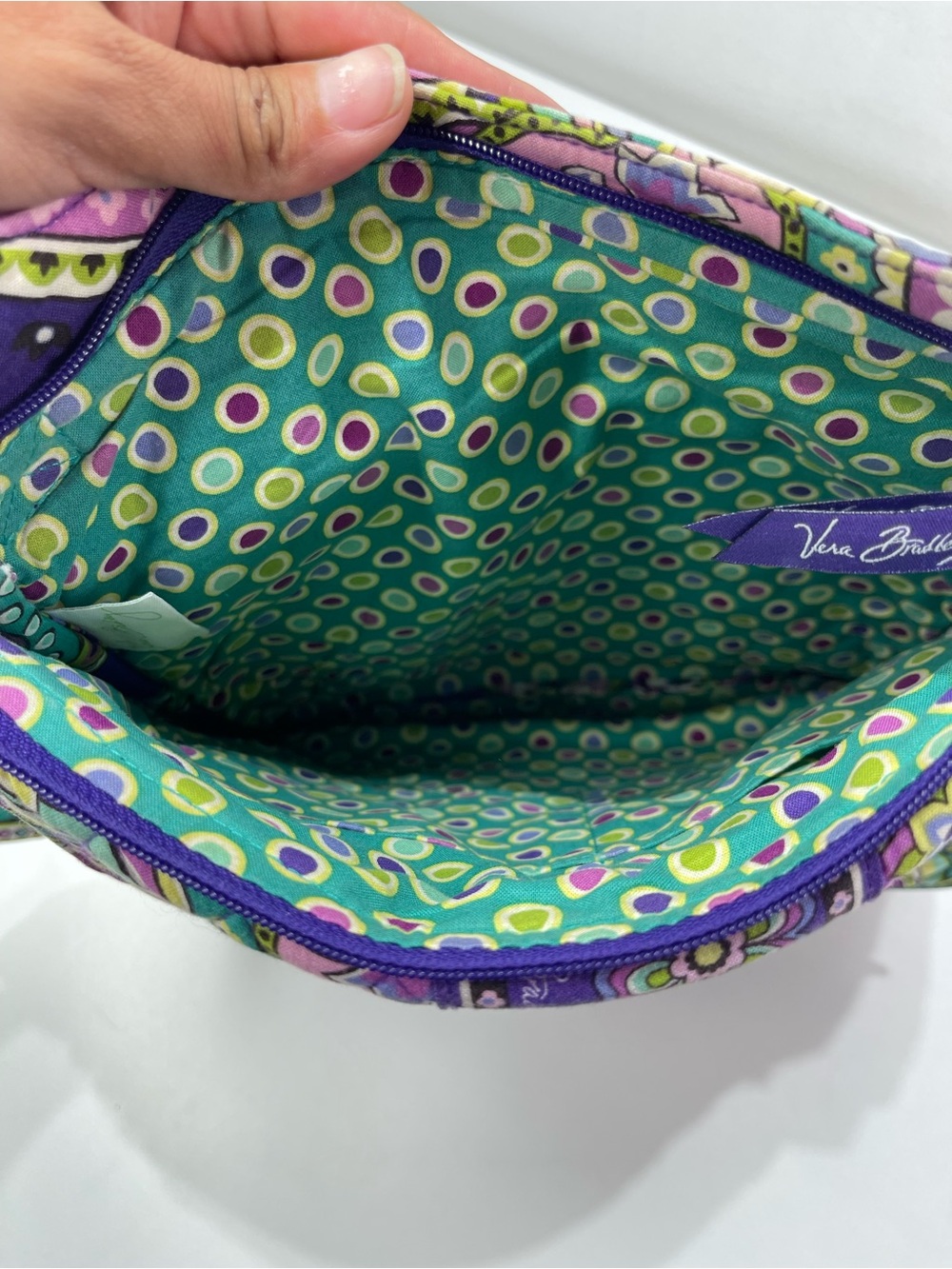 Vera Bradley Hipster Purple Paisley Crossbody Messenger Bag 4 Pocket Boho Fariy - Picture 7 of 11